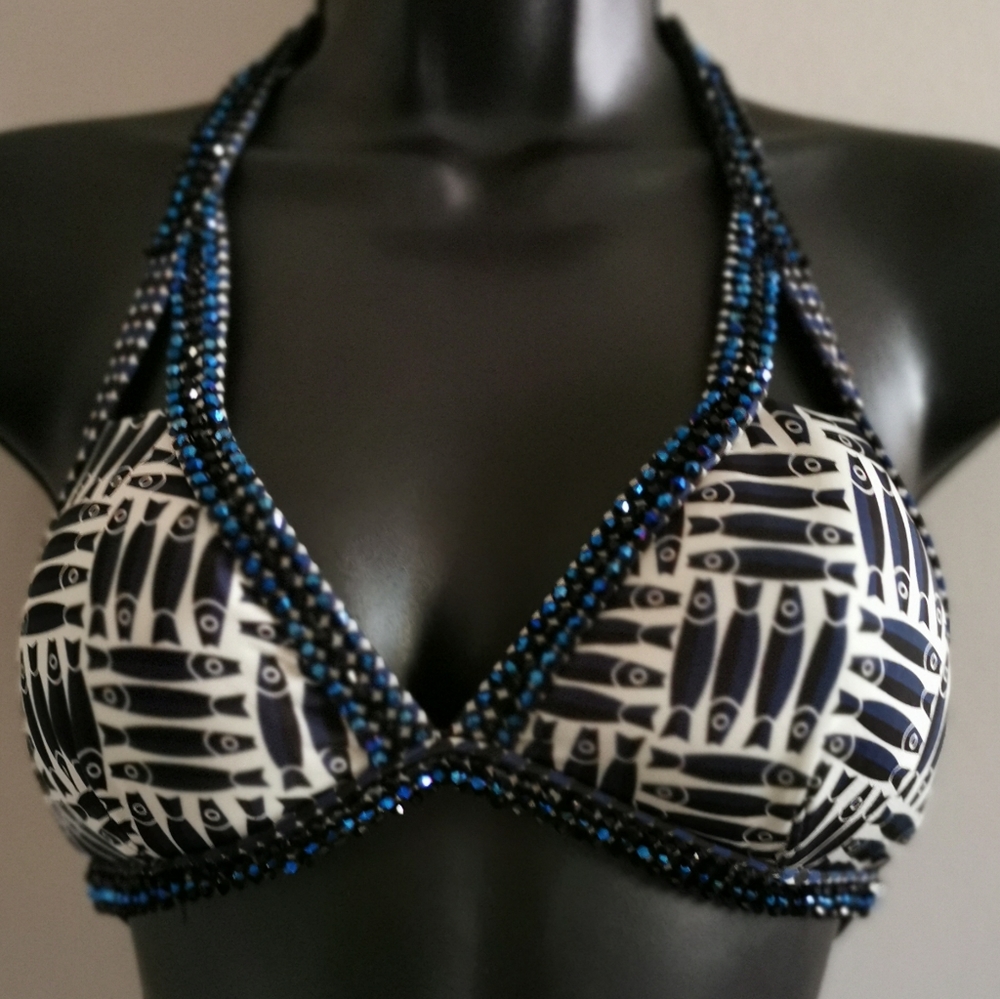 DESPI RHINESTONE SWIM TOP med